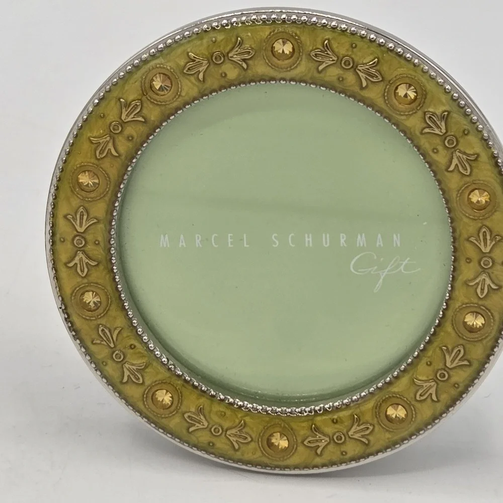 Set Of 3 Marcel Schurman Mini Photo Frames Circle Heart Square Enamel